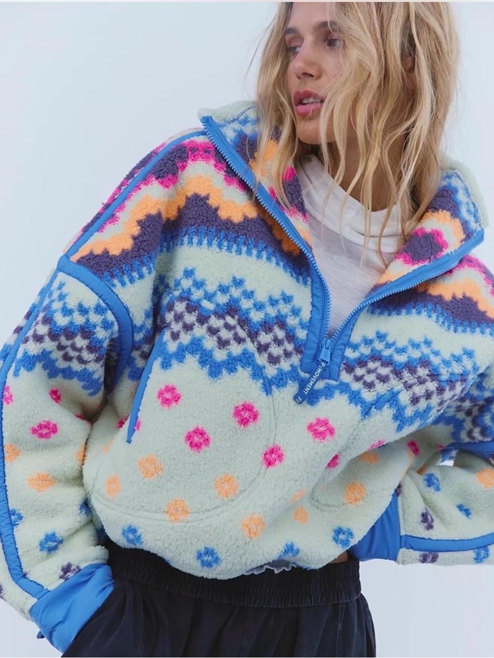 Free People Mountain High Printed Half Zip Fleece